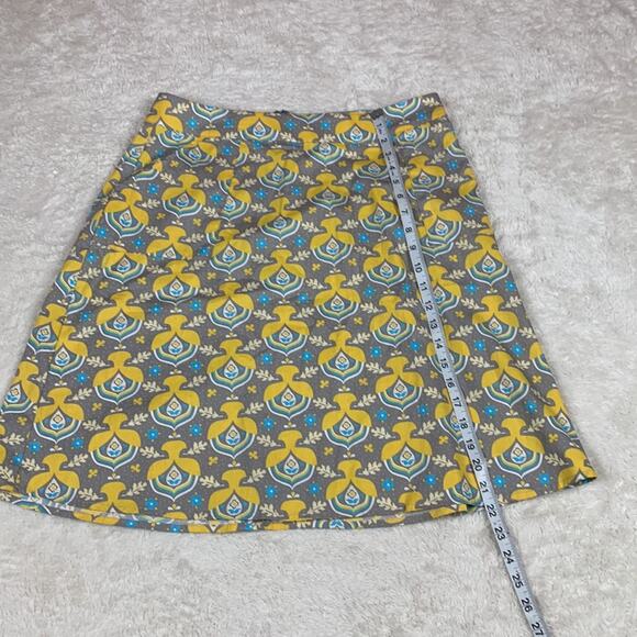 Blue Platypus yellow and grey patterned midi skirt, L B2B1 - Picture 3 of 7
